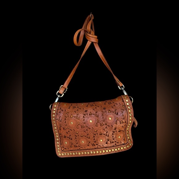 Sundance Handbags - Sundance Leather Floral Cutout Shoulder/Crossbody Bag (Made in Italy)